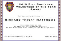Volunteer Of The Year Award – Ontario Lawn Bowls Association regarding Volunteer Of The Year Certificate Template