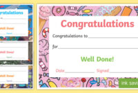 Well Done Congratulations Certificates (Teacher-Made) for Well Done Certificate Template