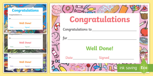 Well Done Congratulations Certificates (Teacher-Made) for Well Done Certificate Template