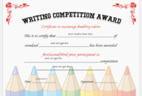 Writing Competition Award Certificates | Professional Certificate Templates intended for Fantastic Handwriting Award Certificate Printable